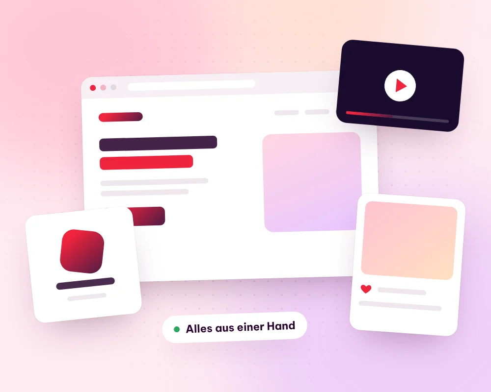Grafik: Website, Logo, Video und Social-Media-Beitrag aus einer Hand