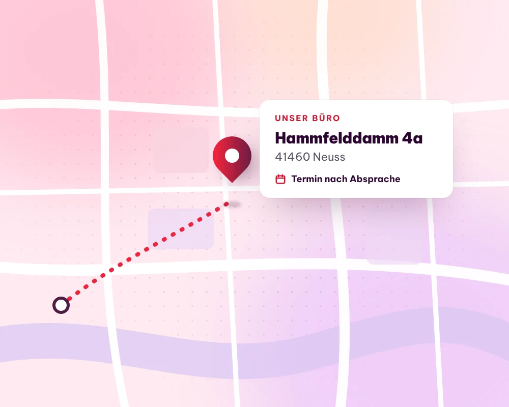 Grafik: Lageplan unseres Büros am Hammfelddamm 4a in Neuss